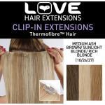 Amor Extensiones de cabello - IPL / K1 / QFC12 / 18/10/24/27 - termofibra (TM) - Extensiones Barrette único Clipper - 10/24/27 Color - Medium Ash Brown/Blonde Sun/Rich Blonde - 46 cm