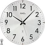 AMS Unisex Relojes de Pared Analog Radio Mineral Cristal Plata 5973