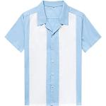 Camisas azules celeste de algodón de manga corta manga corta vintage talla XL para hombre 