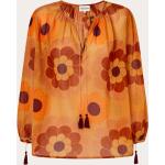 Blusas estampadas marrones de algodón tres cuartos con cuello redondo batik Antik Batik con borlas talla XL para mujer 