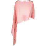 Blusas rosa pastel de seda de seda  con cuello redondo asimétrico talla M para mujer 