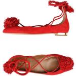 Bailarinas atadas al tobillo rojas de ante rebajadas con cremallera Aquazzura talla 35 para mujer 