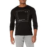 Camisetas negras de algodón de manga larga rebajadas manga larga con logo Armani Exchange talla XS para hombre 