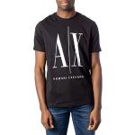 Camisetas negras de algodón de manga corta rebajadas manga corta con logo Armani Exchange talla XS para hombre 