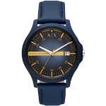 Relojes azules de acero inoxidable de pulsera impermeables Cuarzo Armani Exchange para hombre 