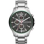 Relojes verdes de acero inoxidable de pulsera rebajados impermeables Cuarzo Cronógrafo con correa de acero Armani Exchange para hombre 