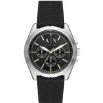 Relojes negros de acero inoxidable de pulsera impermeables Automático Cronógrafo con logo Armani Exchange para hombre 
