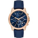 Relojes azules de acero inoxidable de pulsera impermeables Cuarzo Cronógrafo Armani Exchange para hombre 