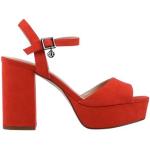 Sandalias rojas de goma de tiras con tacón cuadrado Armani Exchange talla 38,5 para mujer 
