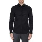 Camisas negras de algodón de manga larga rebajadas manga larga Armani Exchange talla XS para hombre 