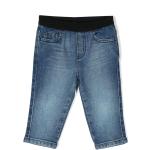 Jeans ajustables infantiles azules celeste de algodón rebajados con logo Armani Emporio Armani 6 años 