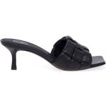 Sandalias negras de cuero rebajadas de punta cuadrada con tacón de 7 a 9cm acolchadas Ash talla 38 para mujer 