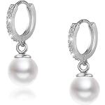 Pendientes grises de perlas de plata para mujer 