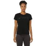 Camisetas deportivas negras con logo Asics para mujer 