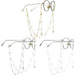 Gafas blancas de goma de sol vintage con perlas talla L para mujer 