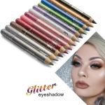Eyeliners lápices multicolor de larga duración con purpurina para mujer 