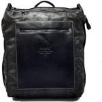 Avirex Mochila de cuero ecológico impermeable con puerto PC de 14.0", bolsillos con cremallera, colección Lexington LXG04, Negro