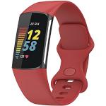 AWINNER Bandas compatibles con Fitbit Charge 5 Band, correa de repuesto ajustable de silicona para reloj deportivo (pequeño, rojo)