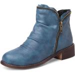Botas azules de caucho de caña baja  de otoño con tacón hasta 3cm vintage para mujer 