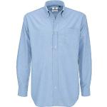 B&C Mens Long Sleeve Shirt Camisa de Oficina, Azul (Oxford Blue 000), 17.5 (Talla del Fabricante: X-Large) para Hombre