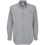 B&C Mens Oxford Long Sleeve Shirt Camisa de Oficina, Gris, 19 (Talla del Fabricante: XXX-Large) para Hombre