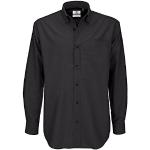 B&C Mens Oxford Long Sleeve Shirt Camisa de Oficina, Negro (Black 000), 17.5 (Talla del Fabricante: X-Large) para Hombre