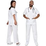 B-well Colombo - Juego de escoba unisex con saco y pantalones, uniforme médico, chaqueta y pantalón Blanco XXL