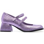 Zapatos morados de goma de tacón rebajados con tacón cuadrado con logo con purpurina talla 38 para mujer 