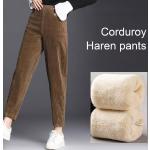 Pantalones grises de felpa de pana tallas grandes informales talla 3XL para mujer 