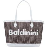 Bolsos blancos de rafia de mano con estampados rebajados con logo Baldinini para mujer 