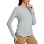 Camisetas grises de piel de running manga larga con capucha asimétrico talla XL para mujer 
