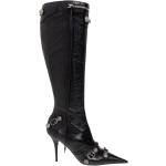 Botas altas negras de cuero rebajadas con cremallera vintage Balenciaga con borlas talla 40 para mujer 