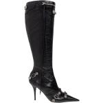 Botas altas negras de cuero rebajadas con cremallera vintage Balenciaga con borlas talla 38,5 para mujer 