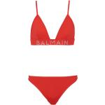 Bikinis triángulo rojos de poliester BALMAIN con pedrería talla S para mujer 