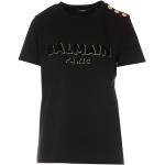 Camisetas negras de terciopelo de cuello redondo con cuello redondo con logo BALMAIN talla XS para mujer 
