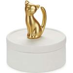 Balvi Caja joyero Kitten Color Blanco y Dorado Mate Caja de cerámica para Joyas con Tapa y Figura de