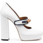 Zapatos blancos de piel con plataforma rebajados con tacón cuadrado con logo Casablanca talla 39 para mujer 