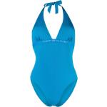 Trajes azules de poliester de baño rebajados con logo Tommy Hilfiger Sport para mujer 
