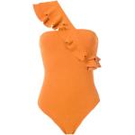 Trajes naranja de poliamida de baño con volantes para mujer 
