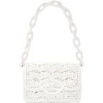Bolsos satchel blancos de algodón plegables con logo Oscar de la Renta con crochet para mujer 