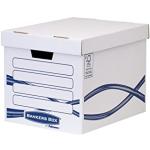Bankers Box Caja de almacenamiento básico, Grande 100 por ciento reciclado Contenido del pack de 10 Blanco/Azul