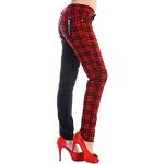 Pantalones pitillos rojos tallas grandes góticos a cuadros Ro Rox talla XXL para mujer 