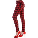 Pantalones pitillos rojos tallas grandes góticos a cuadros Ro Rox talla XL para mujer 
