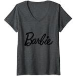 Camisetas grises de encaje con encaje  Barbie con escote V con logo talla S para mujer 