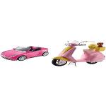 Barbie Coche Descapotable De Coche (Mattel Dvx59) + Accesorios Moto De, Regalo para Niñas Y Niños 3-9 Años (Mattel Frp56)