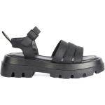 Sandalias negras de goma de cuero rebajadas con logo BARBOUR talla 38 para mujer 