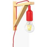 Lámparas colgantes rojas de madera de rosca E27 modernas 