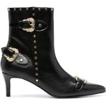 Botines negros de goma de tacón alto con cremallera VERSACE Jeans Couture con tachuelas talla 38 para mujer 