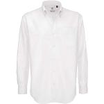 B&C Mens Oxford Long Sleeve Shirt Camisa de Oficina, Blanco (White 000), 15.5 (Talla del Fabricante: Medium) para Hombre