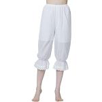 Pantalones cortos blancos de algodón vintage de encaje con volantes talla S para mujer 